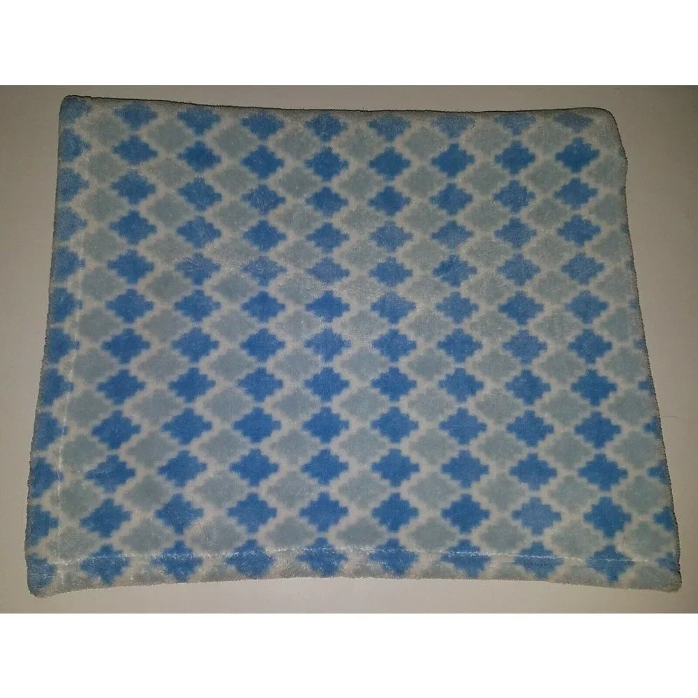 RN 119741 Blue Gray White Fleece Baby Blanket Lovey Security Boy Geometric